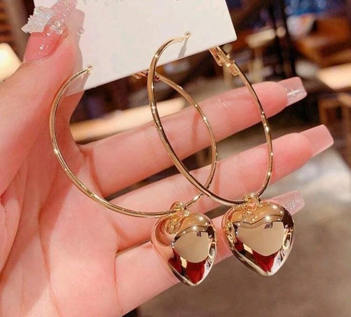 Golden Heart Hoop Earrings.