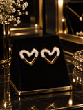 White Enamel Heart Gold Stud Earrings.
