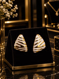 Zebra Wave Gold Enamel Stud Earrings.
