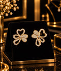 Gold Plated CZ Floral Bow Stud Earrings